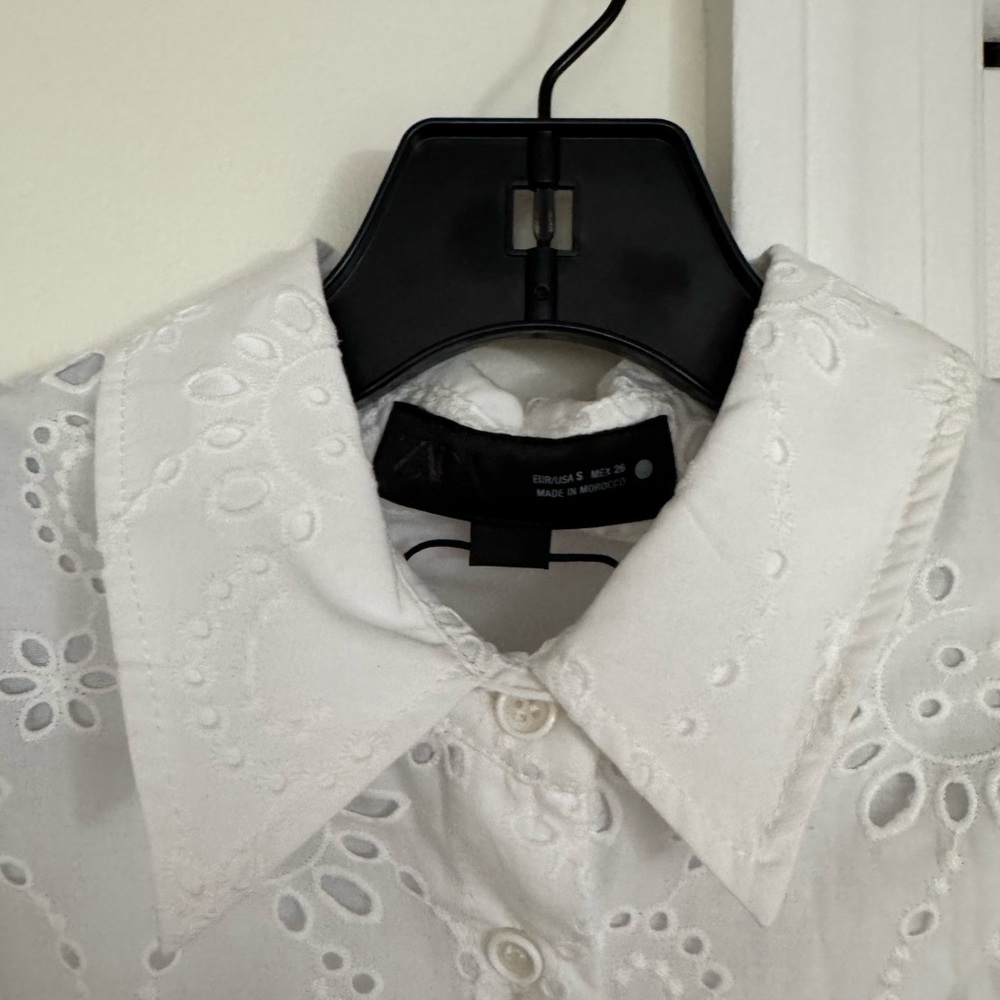 Zara White Eyelet Midi Dress - Picture 8 of 9